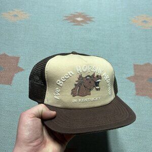 Vintage trucker hat mesh cap I’ve been horsing around in Kentucky puff print